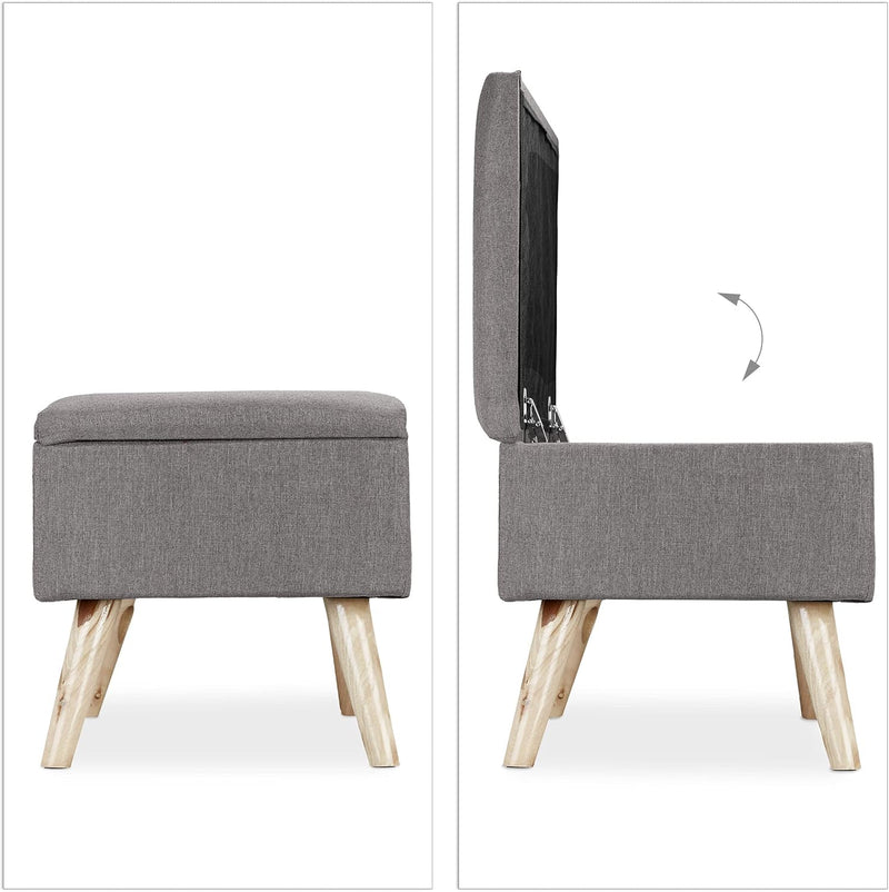 Hallway Storage Bench Padded Wooden Legs Fabric Cover
