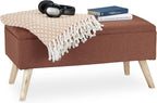 Hallway Storage Bench Padded Wooden Legs Fabric Cover