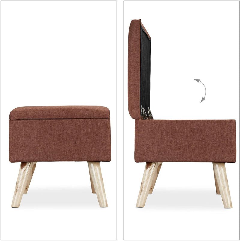 Hallway Storage Bench Padded Wooden Legs Fabric Cover