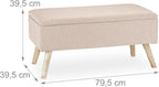 Hallway Storage Bench Padded Wooden Legs Fabric Cover