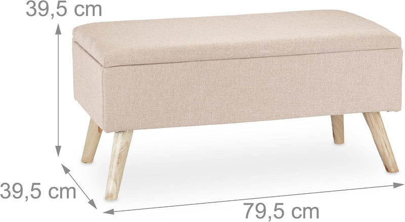 Hallway Storage Bench Padded Wooden Legs Fabric Cover