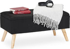 Hallway Storage Bench Padded Wooden Legs Fabric Cover
