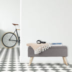 Hallway Storage Bench Padded Wooden Legs Fabric Cover
