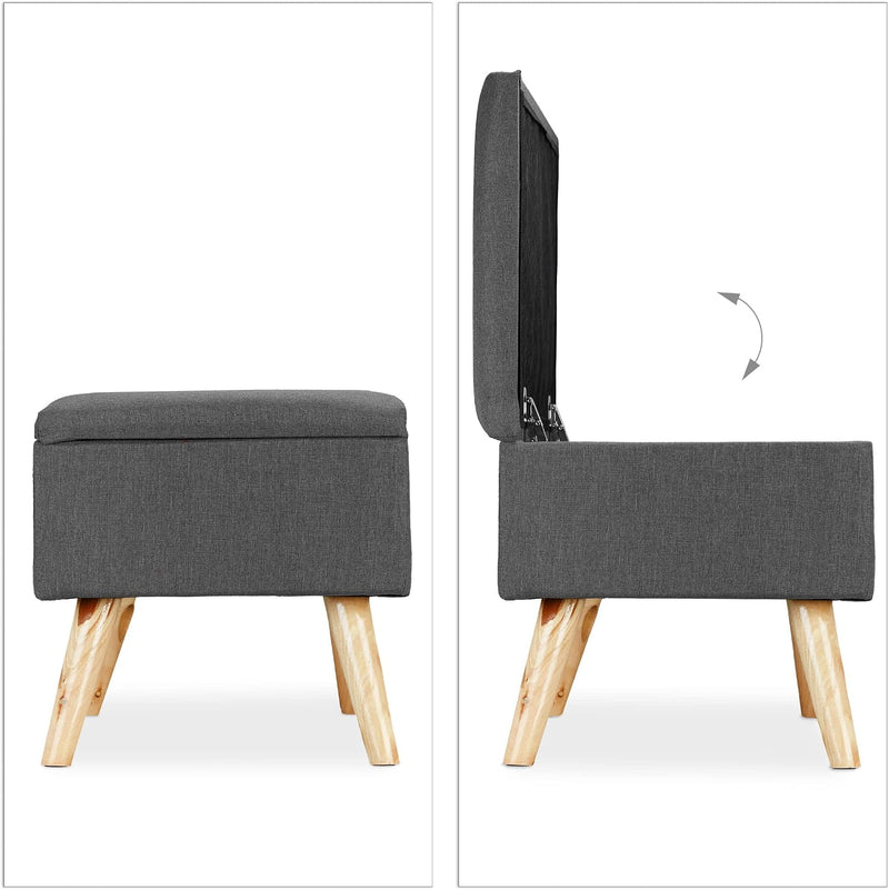 Hallway Storage Bench Padded Wooden Legs Fabric Cover