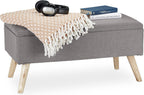 Hallway Storage Bench Padded Wooden Legs Fabric Cover