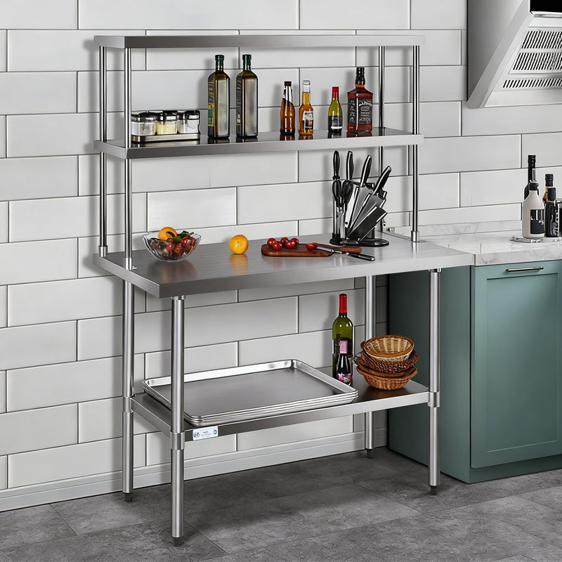 Hally Double Overshelf of Stainless Steel 12''x60''commercial 2 Tier