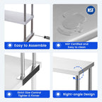 Hally Double Overshelf of Stainless Steel 12''x60''commercial 2 Tier