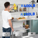 Hally Double Overshelf of Stainless Steel 12''x60''commercial 2 Tier