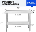 Hally Stainless Steel Table for Prep Work 24