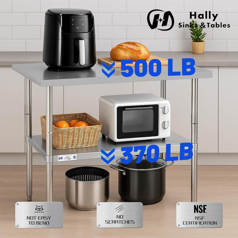 Hally Stainless Steel Table for Prep Work 24