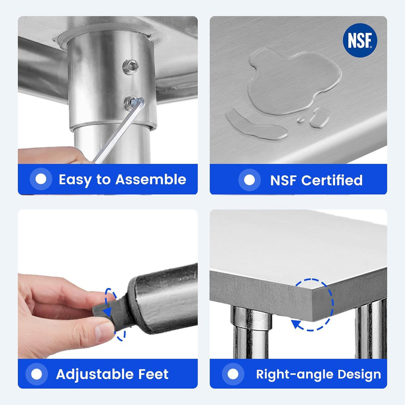 Hally Stainless Steel Table for Prep Work 24