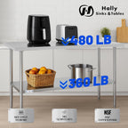 Hally Stainless Steel Table x36" Prepwork Commercial Tables