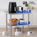 Hally Stainless Steel Table x36" Prepwork Commercial Tables