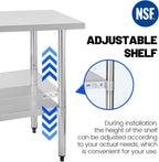 Hally Stainless Steel Table x36" Prepwork Commercial Tables