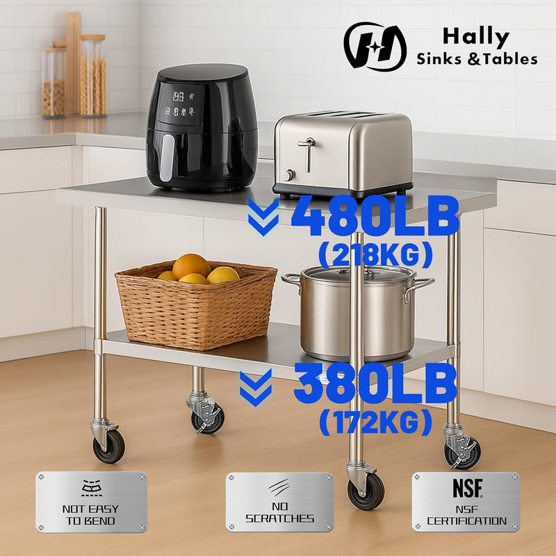 Hally Stainless Steel Table x36" Prepwork Commercial Tables