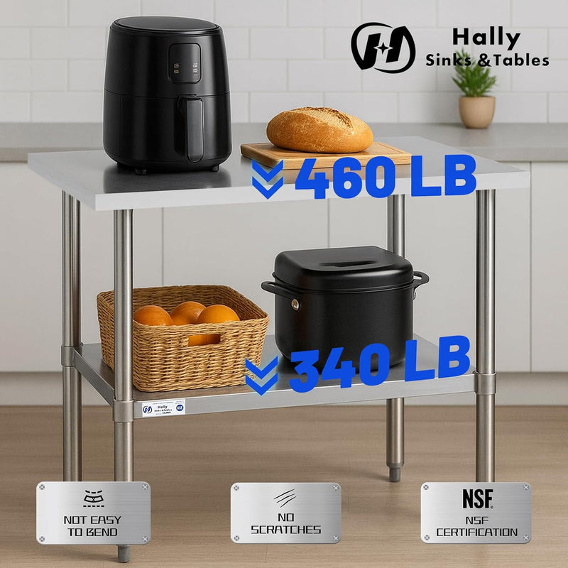 Hally Stainless Steel Table x36" Prepwork Commercial Tables