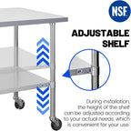 Hally Stainless Steel Table x36" Prepwork Commercial Tables