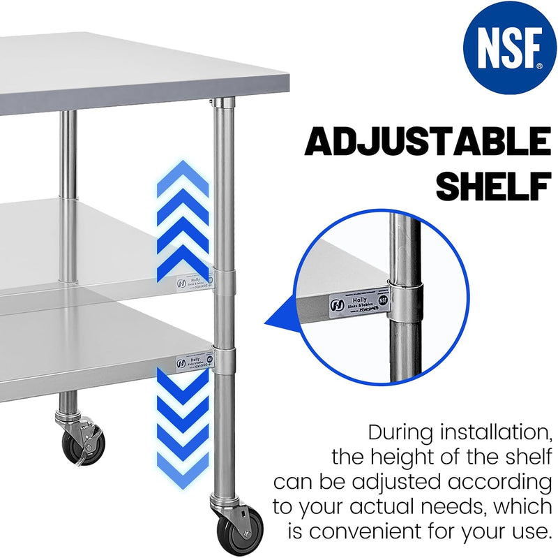 Hally Stainless Steel Table x36" Prepwork Commercial Tables