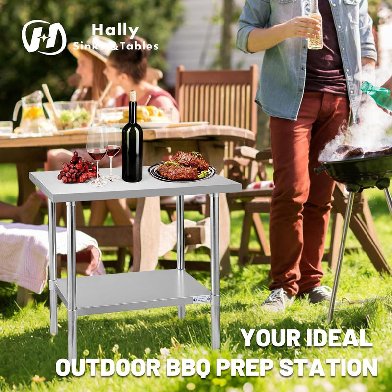 Hally Stainless Steel Table x36" Prepwork Commercial Tables
