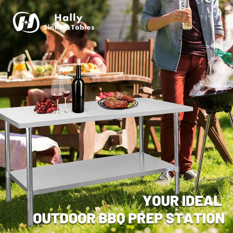 Hally Stainless Steel Table x36" Prepwork Commercial Tables