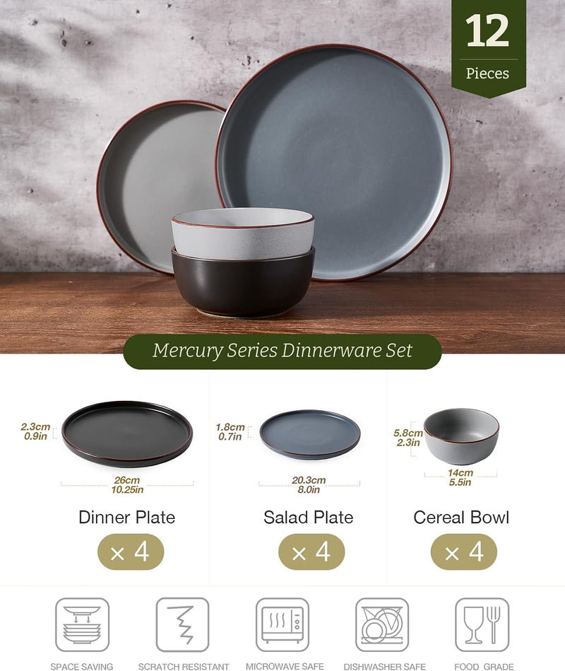 Halo Plates and Bowls Set 12 Pieces Dinner