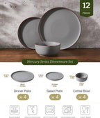 Halo Plates and Bowls Set 12 Pieces Dinner