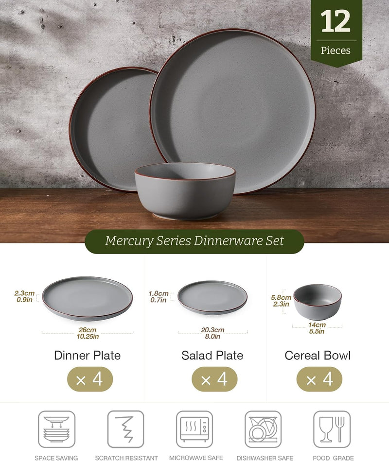 Halo Plates and Bowls Set 12 Pieces Dinner