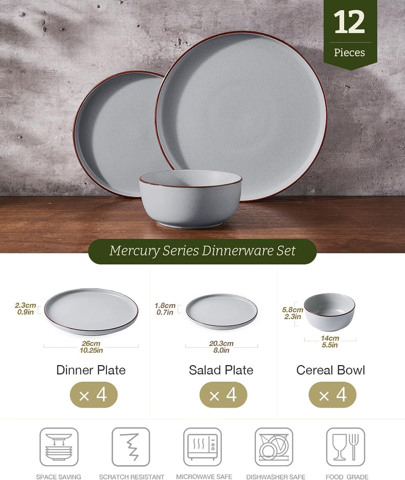 Halo Plates and Bowls Set 12 Pieces Dinner