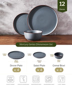 Halo Plates and Bowls Set 12 Pieces Dinner