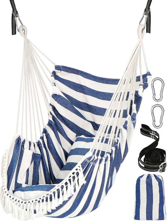 Hammock Chair Hanging Swing 2 Seat Cushions Included