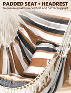 Hammock Chair Hanging Swing 2 Seat Cushions Included