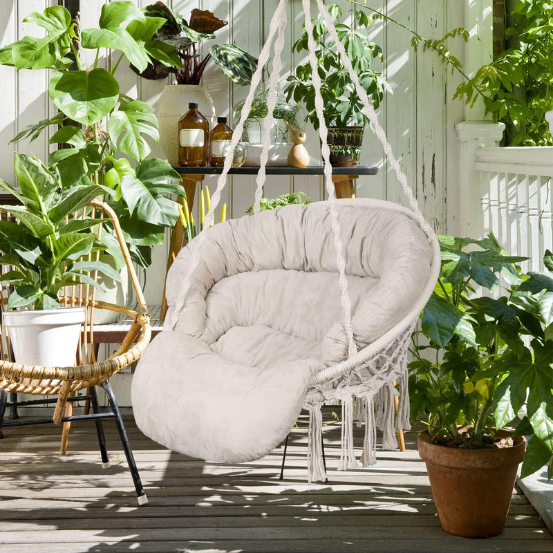 Hammock Chair with Cushion Handmade Macrame Swing Hanging