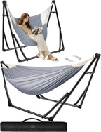 Hammock Hanging Chair with Foldable Stand Dual Use