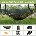 Hammock with Mosquito Net and Ridge Rope 290