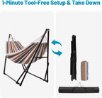 Hammock with Stand Foldable Steel Frabic Tension Adjustable