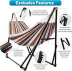 Hammock with Stand Foldable Steel Frabic Tension Adjustable