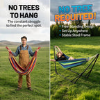 Hammock with Stand Foldable Steel Frabic Tension Adjustable