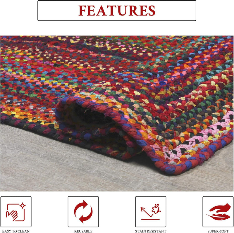 Handmade Chindi Jute Braid Rag Rug Round Boho