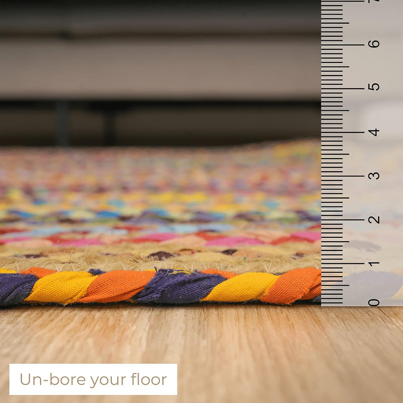 Handmade Chindi Jute Braid Rag Rug Round Boho