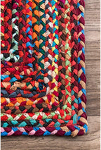 Handmade Chindi Jute Braid Rag Rug Round Boho