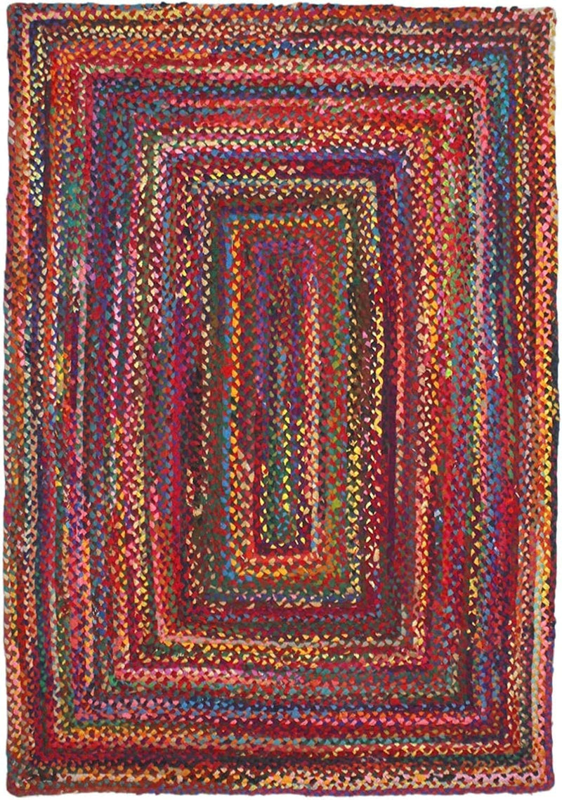 Handmade Chindi Jute Braid Rag Rug Round Boho