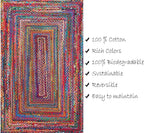 Handmade Chindi Jute Braid Rag Rug Round Boho