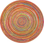 Handmade Chindi Jute Braid Rag Rug Round Boho