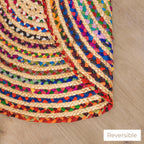 Handmade Chindi Jute Braid Rag Rug Round Boho