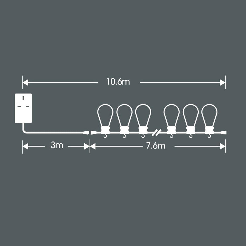 Hanging Connectable Festoon Lights 20 LED Bulbs 10.6