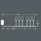 Hanging Connectable Festoon Lights 20 LED Bulbs 10.6