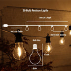 Hanging Connectable Festoon Lights 20 LED Bulbs 10.6