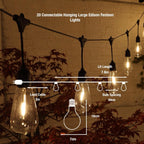 Hanging Connectable Festoon Lights 20 LED Bulbs 10.6