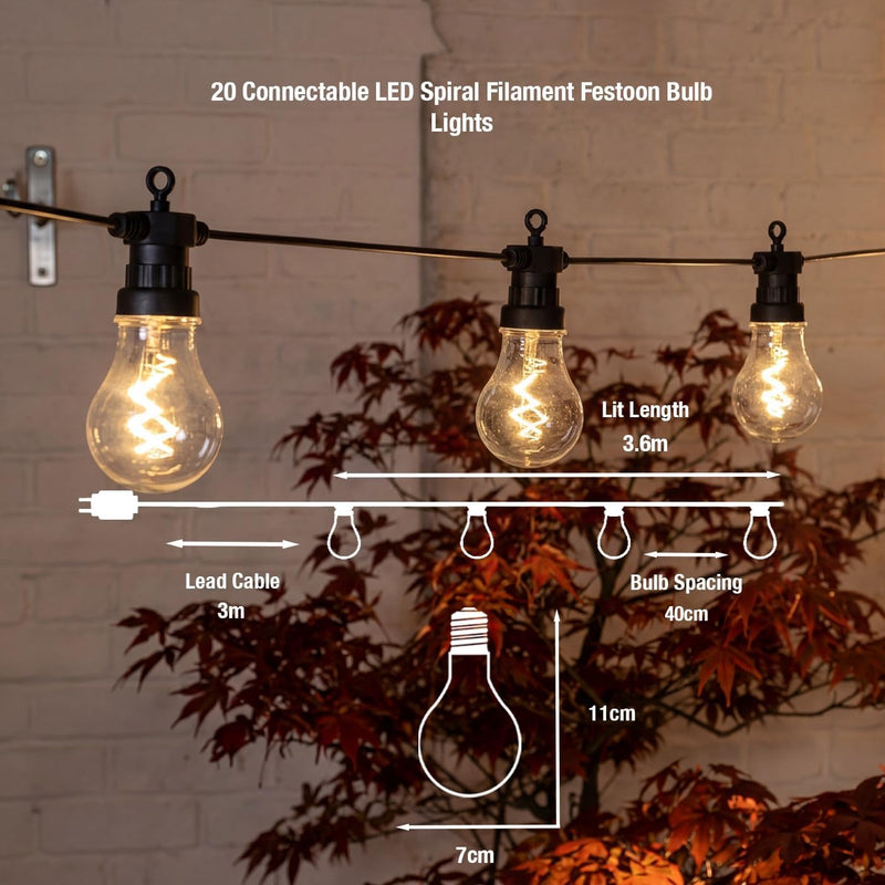 Connectable Festoon Lights 20 Bulbs 10.6 M
