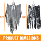 Hanging Halloween Skeleton Ghosts Decorations Grim Reapers (3 Pack)